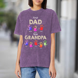 First Dad Now Grandpa Handprints - Personalized Grandpa Wash T-Shirt