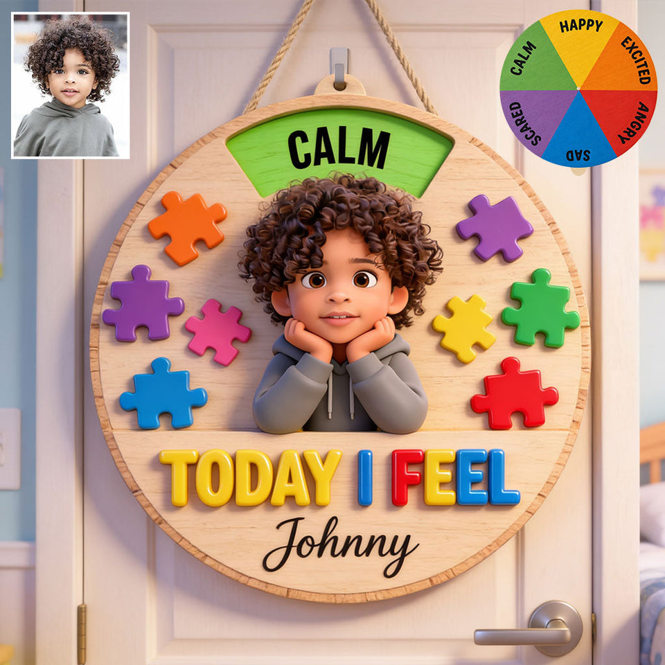 Today I Feel - Personalized Autism Awareness Spinner Sign Custom Shape