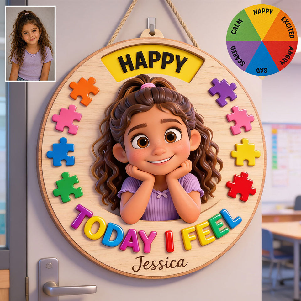 Today I Feel - Personalized Autism Awareness Spinner Sign Custom Shape