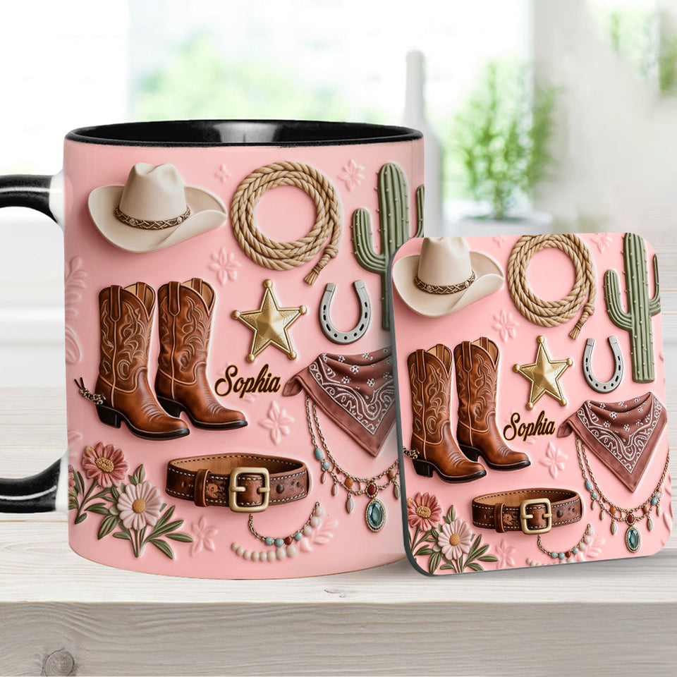 Cowgirl - Personalized Cowgirl Accent Mug & Coaster