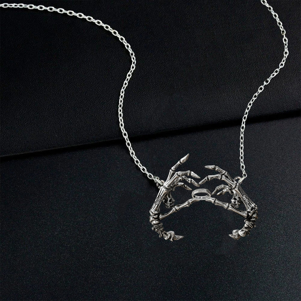 Till Death Do Us Part - Personalized Skull Custom Shaped Pendant Necklace
