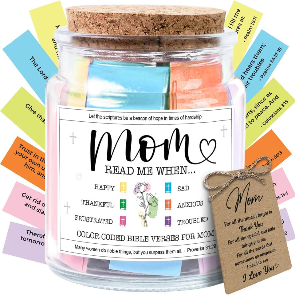 Decorative Glass Inspirational Scripture Jar with 92 Bible Verse