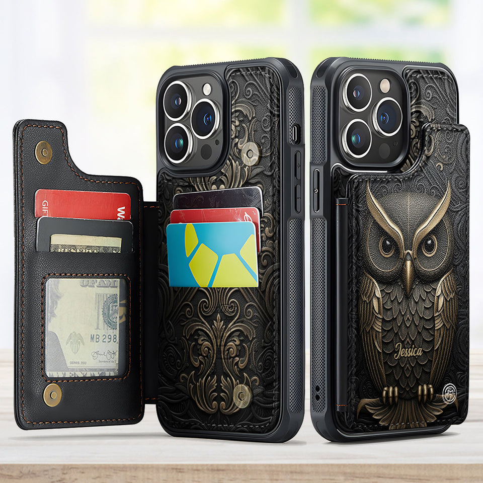 Amazing Owl - Personalized Owl Fully Printed Wallet Phone Case