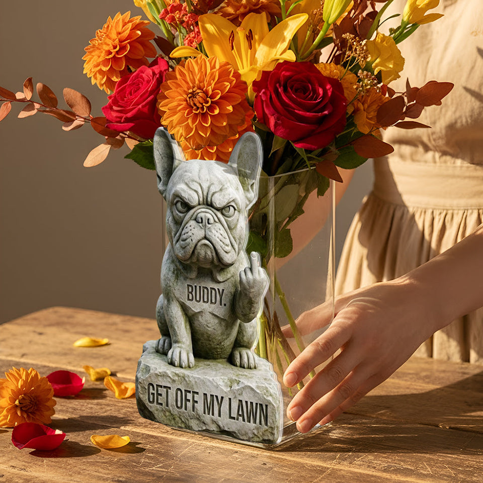 Get Off My Lawn, Custom From Any Photo - Personalized Dog Acrylic Pot