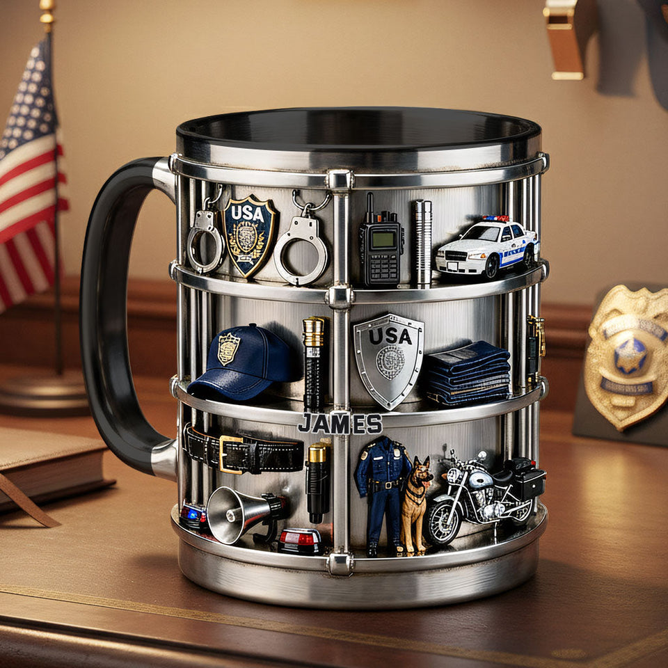 Serve And Protect - Personalized Police Officer Accent Mug & Coaster