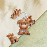 Highland Cow Mom - Personalized Mother Keychain with Charms