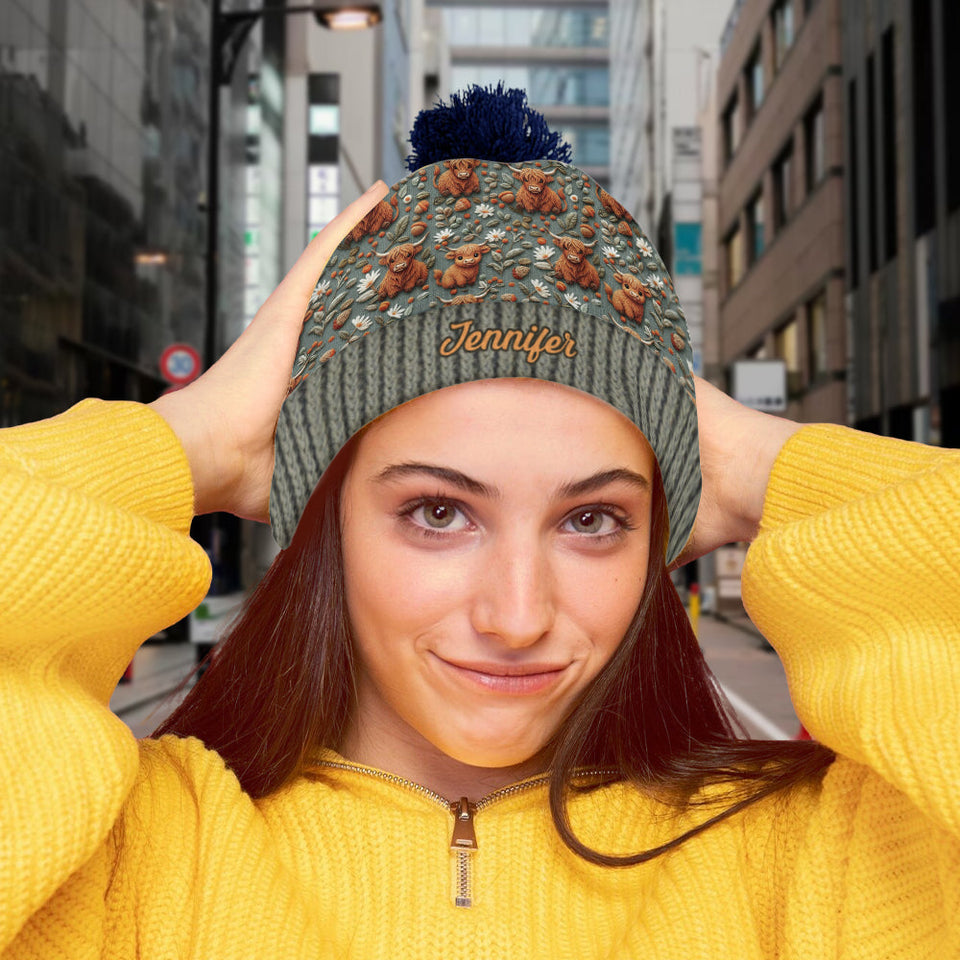 Highland Cow Farm - Personalized Highland Cow Beanie Hat