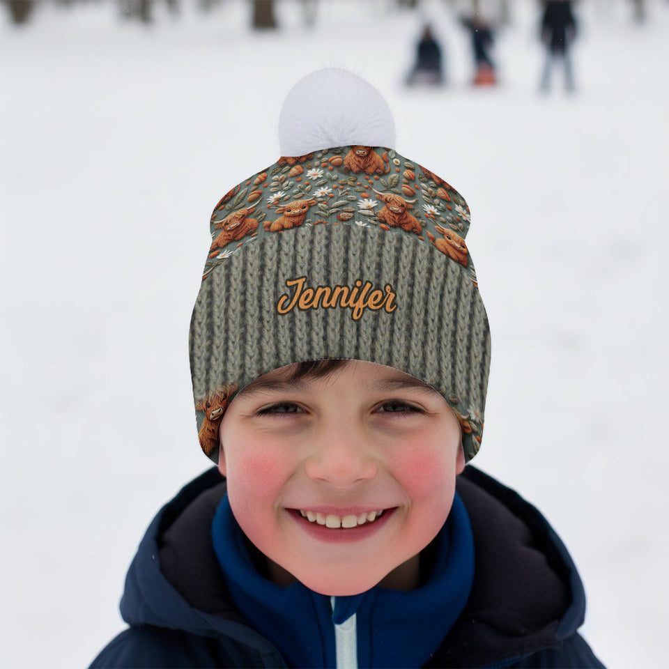 Highland Cow Farm - Personalized Highland Cow Beanie Hat