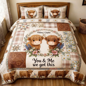 You & Me We Got This - Personalized Highland Cow Quilt Set
