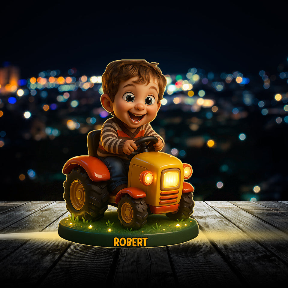 Custom From Any Photo, Gift For Trator Loving Kids - Personalized Kid Acrylic LED Night Light