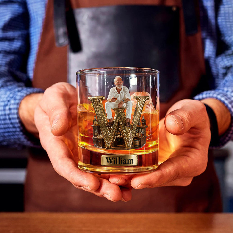 Alphabet Initial For Whiskey, Bourbon... Lovers - Personalized Whisky Whiskey Glass