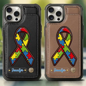 Sensibilisation à l'autisme - Étui portefeuille personnalisé pour téléphone portable