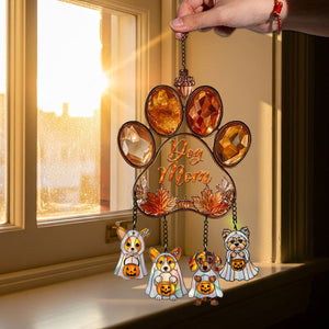Dog Mom - Personalized Dog Window Hanging Suncatcher With Custom Charms