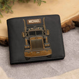 Truck Driver - Personalized Trucker Leather Wallet