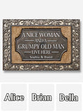A Nice Woman and A Grumpy Old Man Live Here - Personalized Couple Doormat
