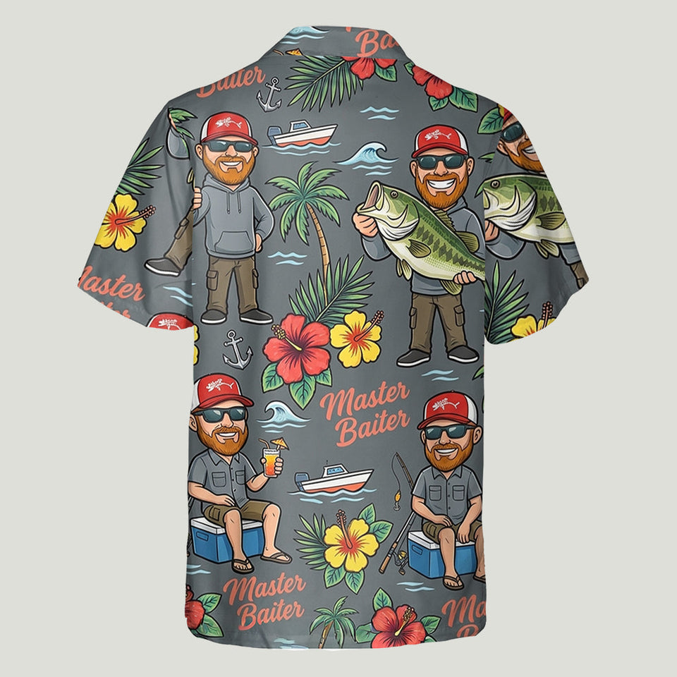 Funny Caricature Hawaiian Shirt For Him/Husband/Dad... - Personalized Fishing Hawaiian Shirt