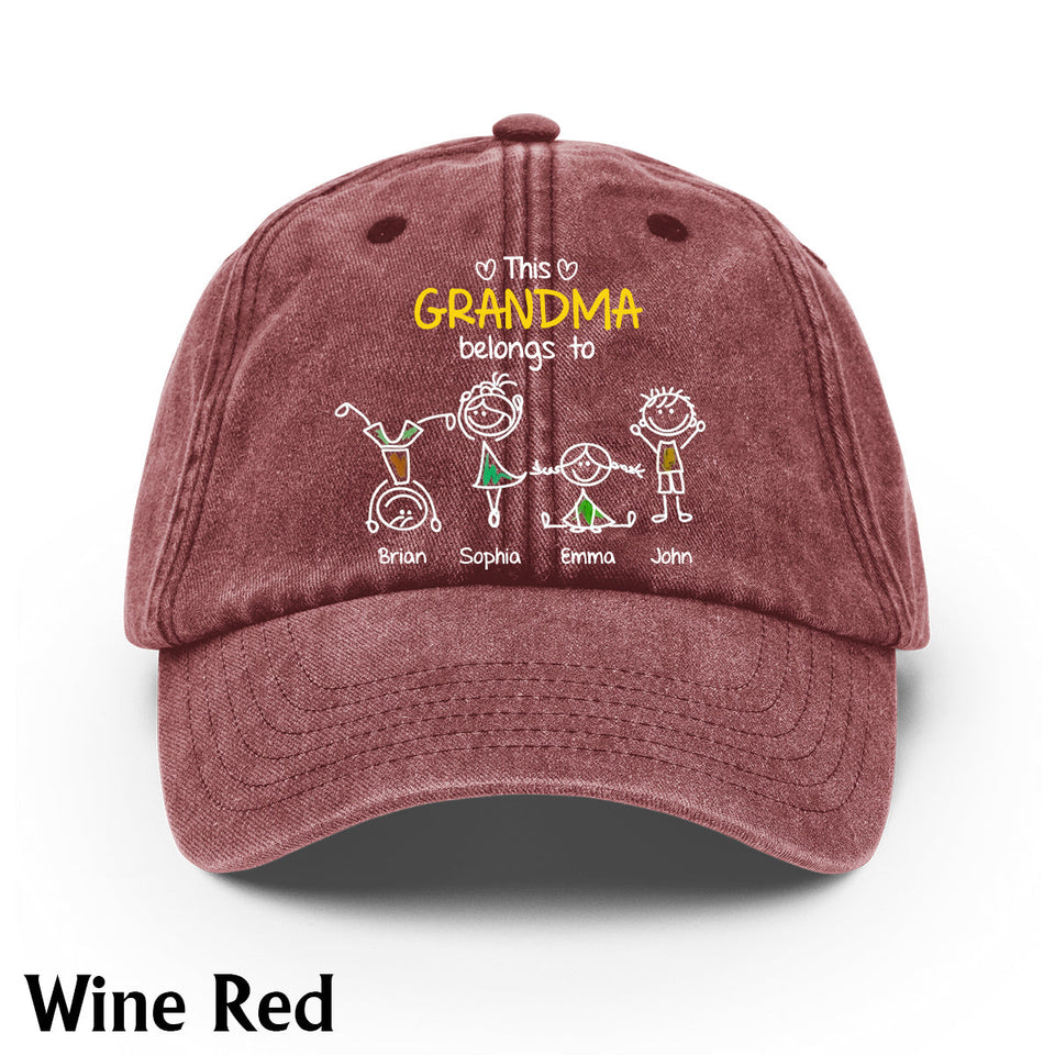 This Grandma Belongs To - Personalized Grandma Washed Denim Cap
