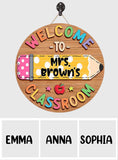 Back To School Gift Idea, Welcome to Classroom - Personalized Teacher Custom Shaped Wood Sign
