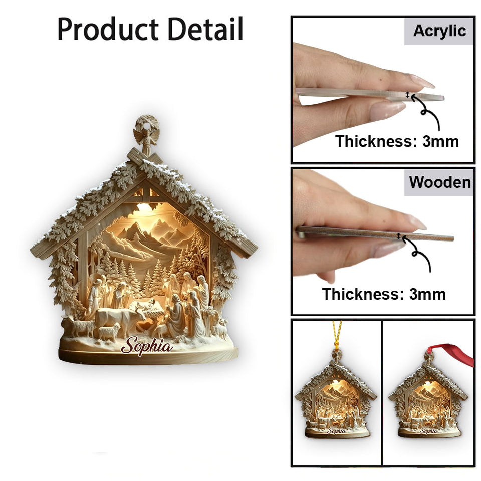 Nativity Scene Jesus - Personalized Christian Ornament