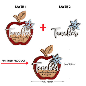 Teacher Christmas - Personalized Teacher 2 Layered Wooden Ornament