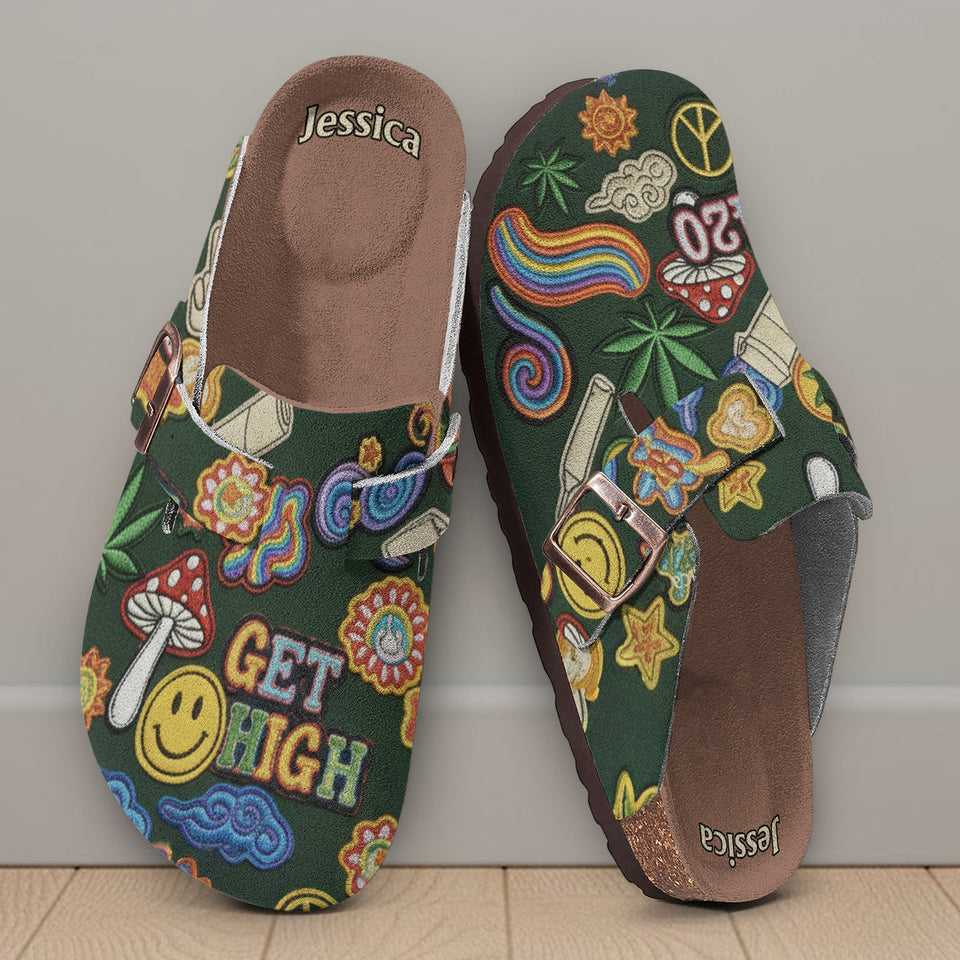Green Buds Aesthetic - Personalized Weed Clogs With Arch Support