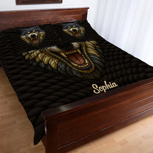 Wolf Lover Gift - Personalized Wolf Quilt Set