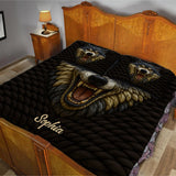 Wolf Lover Gift - Personalized Wolf Quilt Set