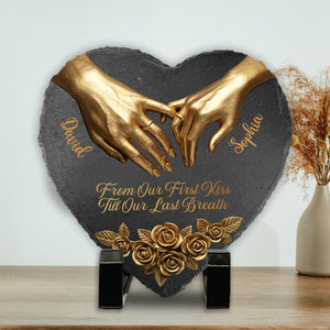 From Our First Kiss Till Our Last Breath - Personalized Couple Heart Shaped Stone