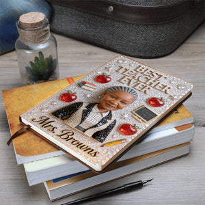 Teacher Notebook Custom From Photo - Personalized Teacher Leather Journal