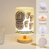 Your Footsteps Led Our Way - Personalized Father Table Lamp with Wood Base