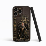 Put On The Full Amor Of God, Gift for Christians - Personalized Christian 3D Embossed Leather Phone Case