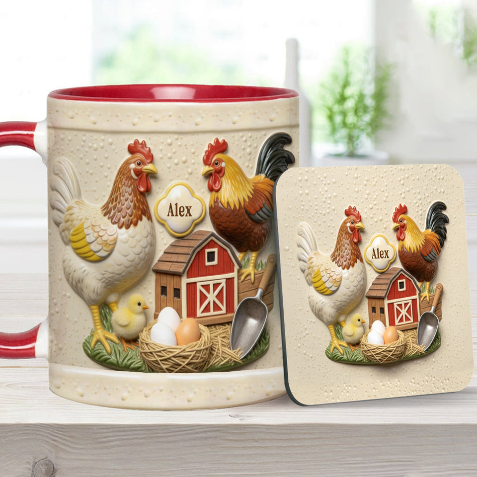 Love Chicken - Personalized Chicken Accent Mug & Coaster