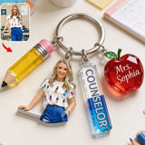 Custom Any Photo Gift For Teacher/Educator - Personalized Teacher Premium Keychain With Charms