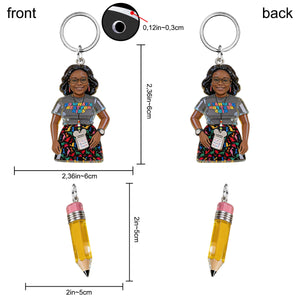 Custom Any Photo Gift For Teacher/Educator - Personalized Teacher Premium Keychain With Charms