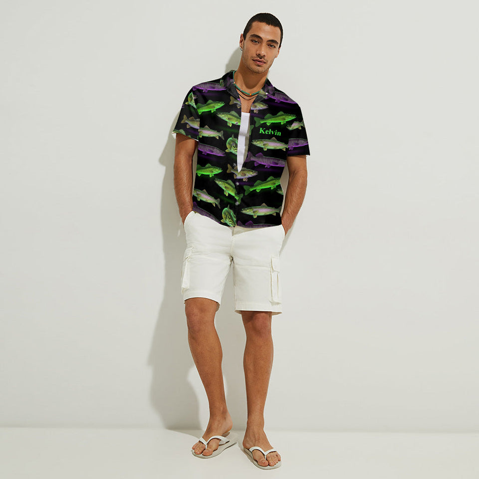 Neon Fishing Pattern - Personalized Fishing Hawaiian Shirt