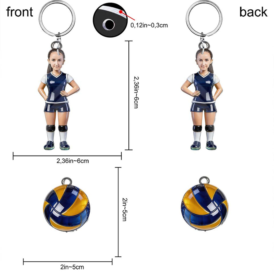 Volleyball Gift - Personalized Volleyball Premium Keychain With Charms