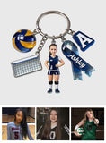 Volleyball Gift - Personalized Volleyball Premium Keychain With Charms