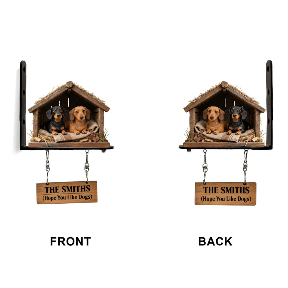 The Pet's House, Human Just Live Here - Personalized Dog Wooden Wall Mount Sign