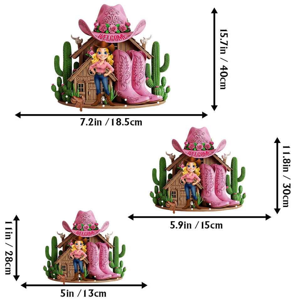 Welcome To The Cowgirl House - Personalized Cowgirl Custom Shaped Key Rack