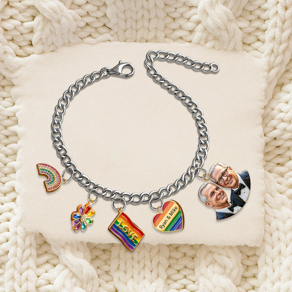 Love Is Love - Personalized LGBT Support Bracelet With Charms