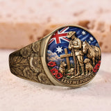 Lest We Forget, Anzac Day - Personalized Veteran Signet Ring