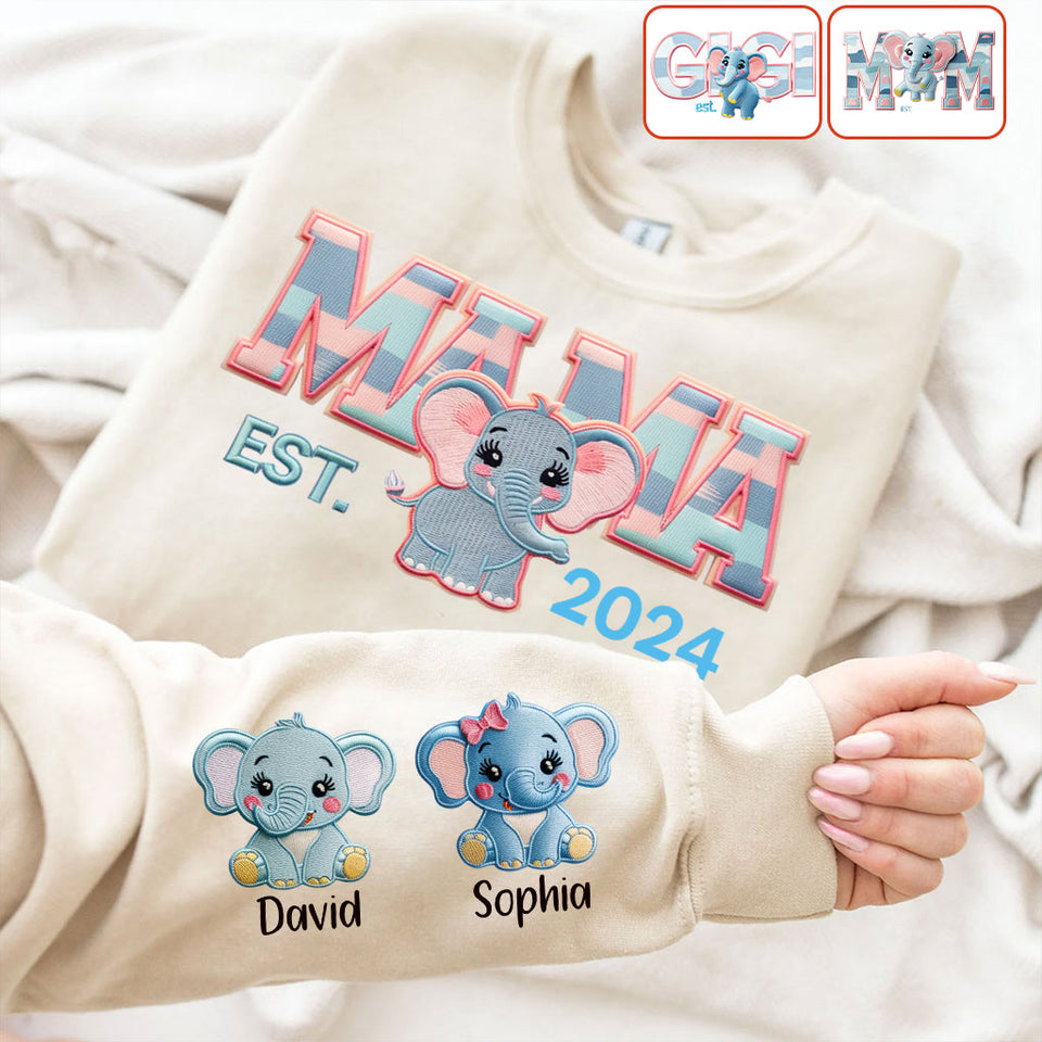 Mama Elephant - Personalized Mother All Over Shirt