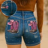 Cowgirl Era - Personalized Cowgirl High-Waisted Biker Shorts