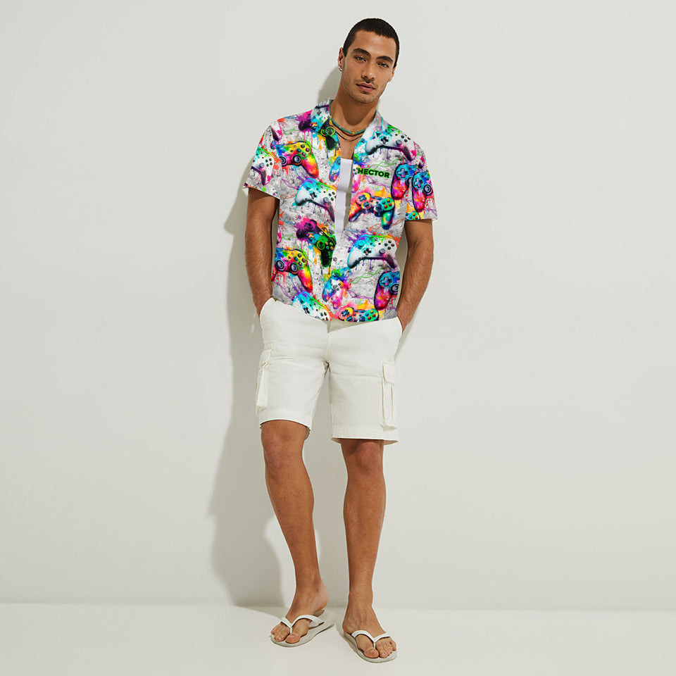 Colorful Gamer - Personalized Video Game Hawaiian Shirt