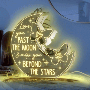 Je t'aimerai plus loin que la lune et tu me manqueras plus loin que les étoiles - Miroir lumineux commémoratif personnalisé 