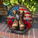 Because Of The Brave - Personalized Veteran Round Wood Sign