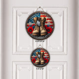Because Of The Brave - Personalized Veteran Round Wood Sign
