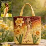 Custom Any Photo Birth Flower - Personalized Self Love Quilted Tote Bag
