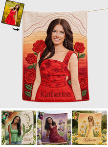 Custom Any Photo Birth Flower - Personalized Birth Month Flower Blanket