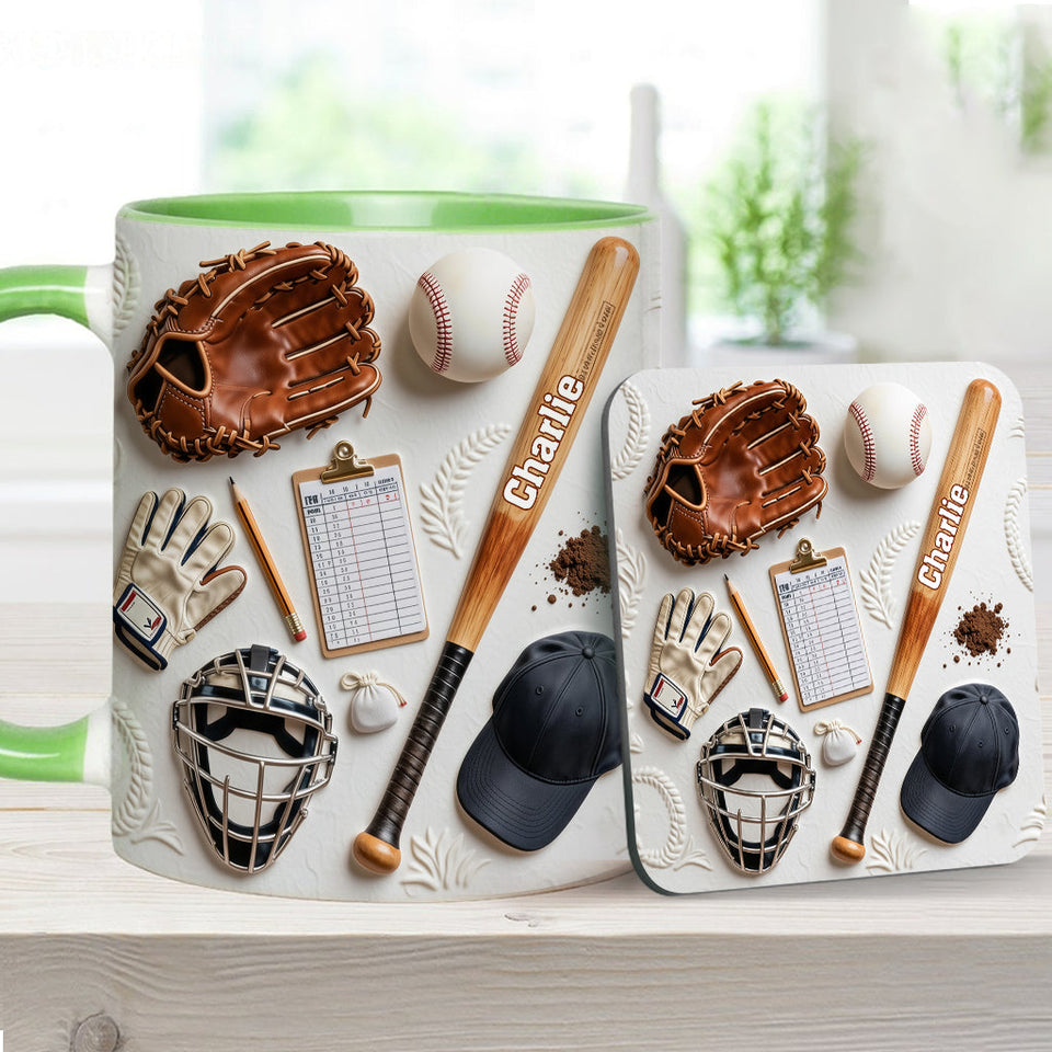 Love Baseball - Personalized Baseball Accent Mug & Coaster